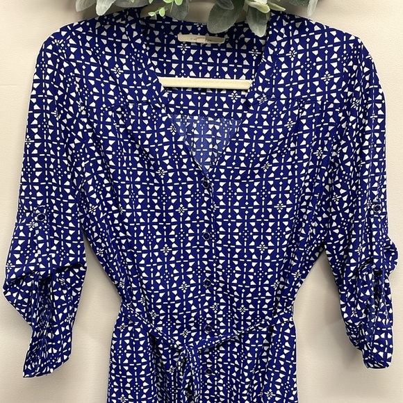 41 Hawthorn Shirt Dress 3/4 Sleeve Roll Tab Button Front M - Picture 2 of 16